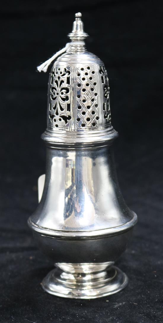 A George I Irish silver sugar caster, Dublin, 1714, 6 oz.